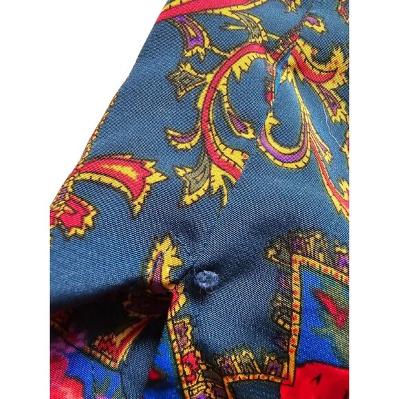 Victorias Secret Gold Label Womens Sleep Shirt Size Medium Red Rose Paisley Vtg - Picture 8 of 11